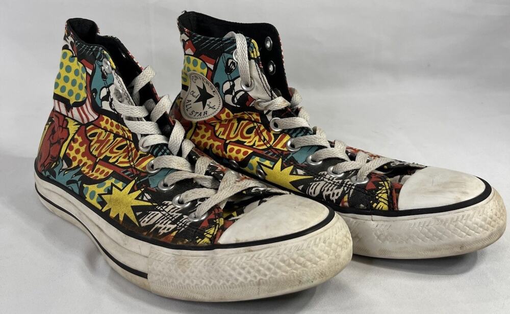 Converse All Star High Top Pop Art Comic Book Sneakers Mens Size 7 / Womens 9